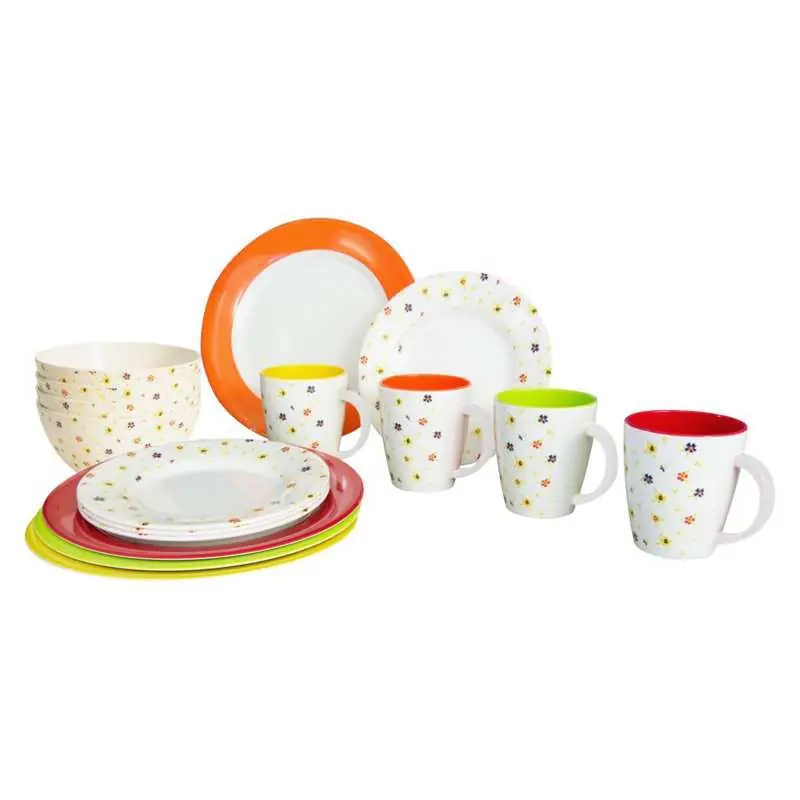 Gimex Melaminset Rainbow Flowers 16 tlg. | Top-Angebot
