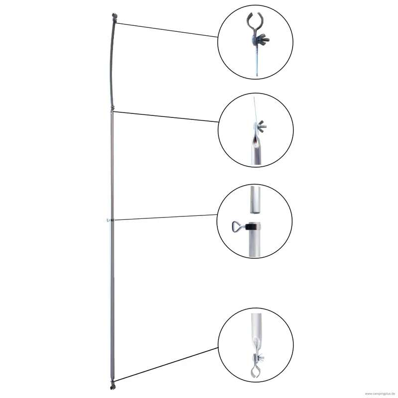 Alu Schellenstange gebogen 25mm 205-255cm | Nicht verpassen