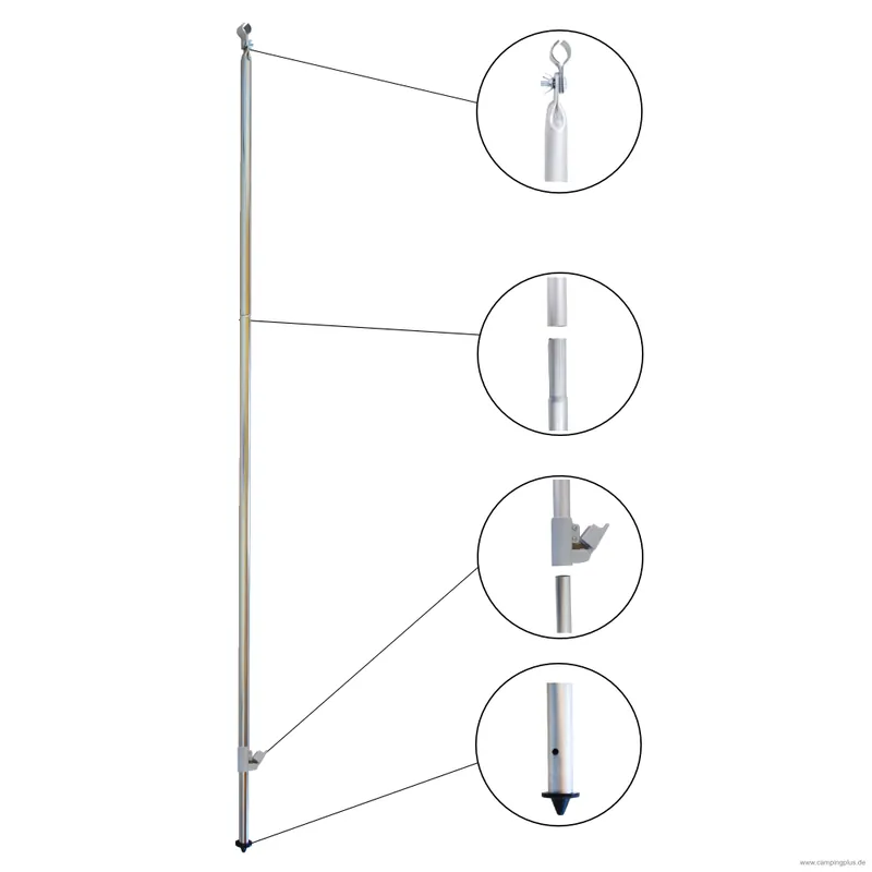 Sicher bezahlen | DWT Orkanstütze mit Bodenspitze 25 x 1 mm Alu m. Gripstop, 170-260 cm