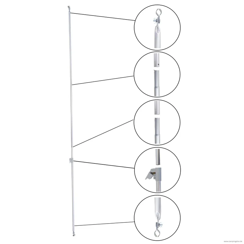 DWT Veranda-/ Dachauflagestange Alu 25 x 1 mm 2 Schellen u. Gripstop, 280-360 cm | Zeitlich begrenzt