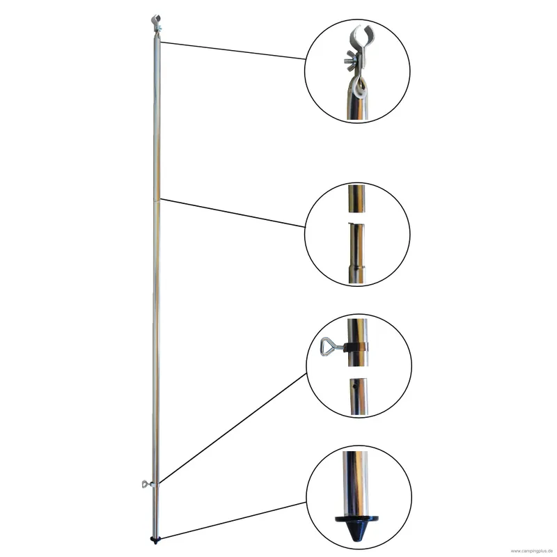 Jetzt bestellen | Stahl Orkanstütze mit Bodenspitze 165-260 cm, 28 mm