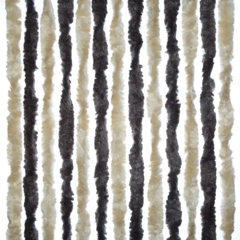 Bestellbar | Brunner Chenille-Flauschvorhang beige/dunkelbraun 56 x 205 cm