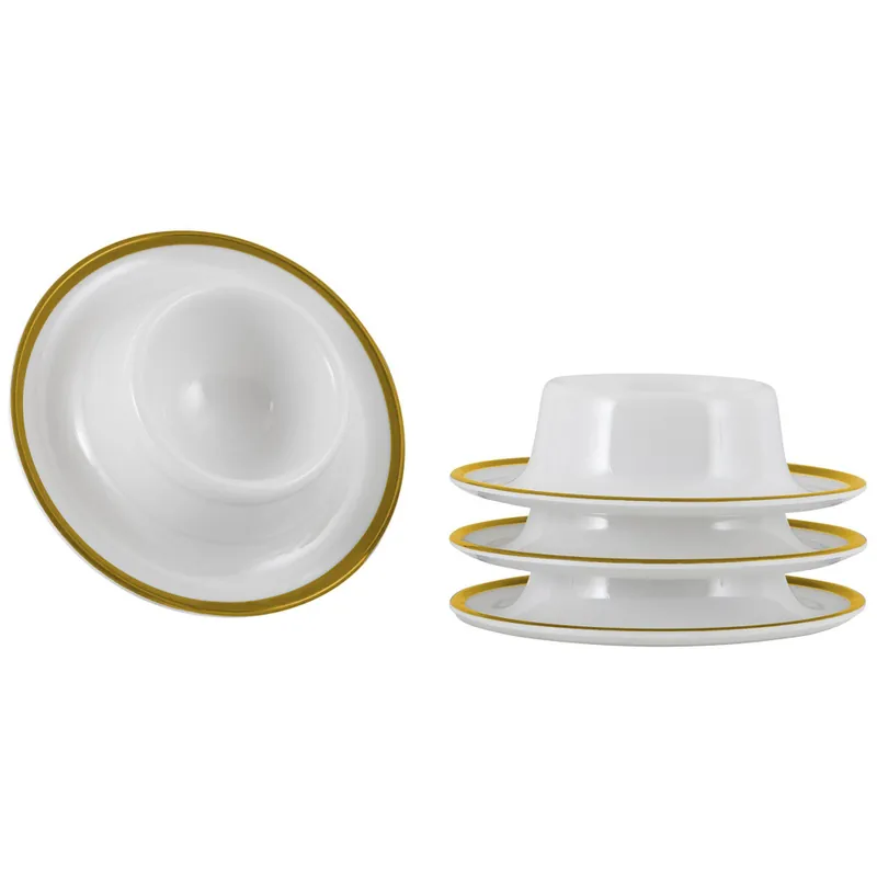 Gimex Eierbecher Linea Line 4-teilig, weiß/gold - Hammerpreis