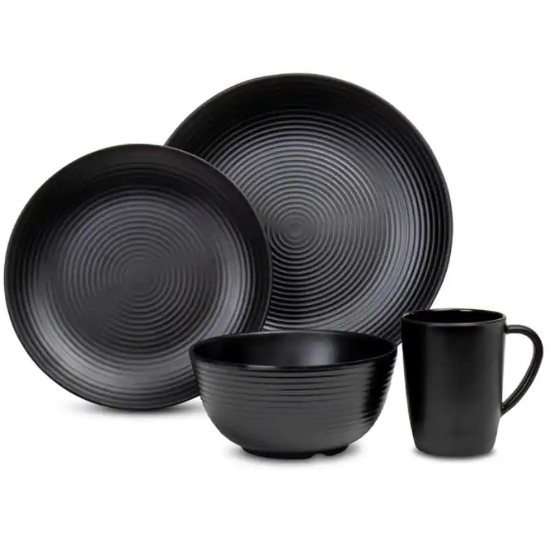 Camp4 Geschirrset Lund 16-teilig, schwarz - Markenqualität