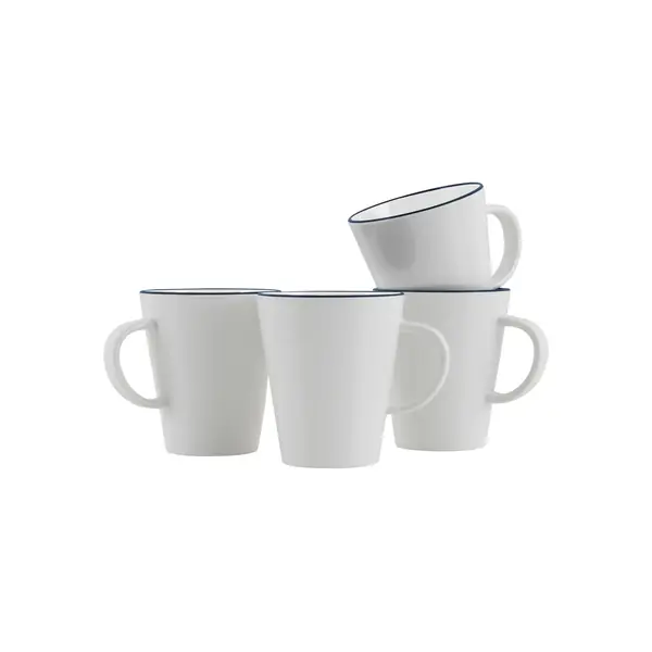 Gimex Henkelbecher Linea Line 350 ml, 4 Stück, Farbe weiß/blau - Gleich bestellen