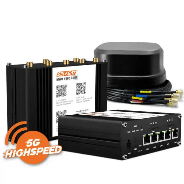 Selfsat WELAN Router MWR 5560 eSIM 5G Cat 19 incl. SATCO 5G Antenne, schwarz - Jetzt bestellen