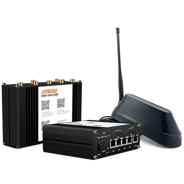 Sichere Zahlung | Selfsat WLAN Router MWR 5560 eSIM 5G Cat 19 incl. SHARK 5G Antenne, schwarz