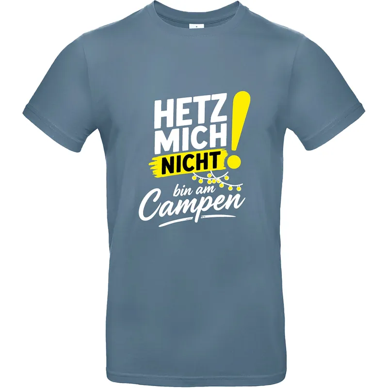 T-Shirt Hetz mich nicht, bin am Campen, Grau/Blau, Größe 3XL - Mega-Angebot