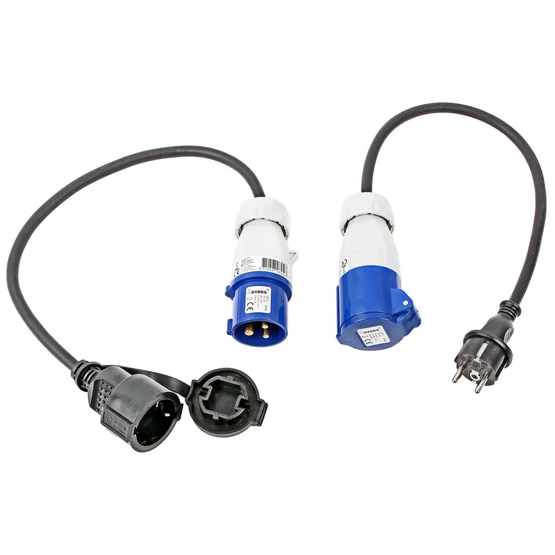 CEE Adapter Kabel SET Schuko - CEE 200-250V, 16A, 3polig, 40 cm, Ip44 | Hohe Qualität