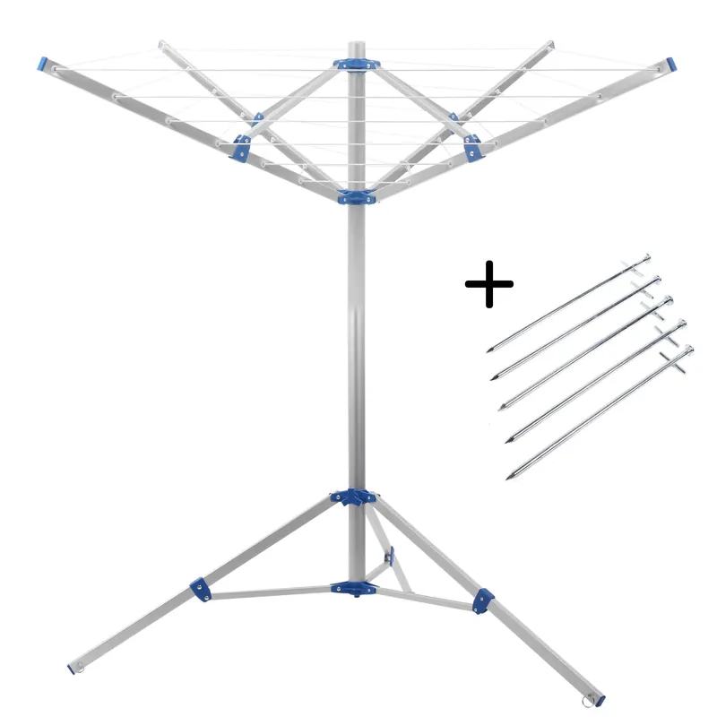 Nur solange der Vorrat reicht - Camping Wäschespinne 15 Meter Leine, Spannweite 152 cm , Höhe 150 cm + Heringe