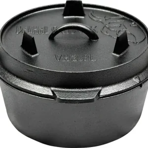 Begrenzte Stückzahl | Feuertopf Dutch Oven VALHAL OUTDOOR Gusseisen flacher Boden 3,8 l