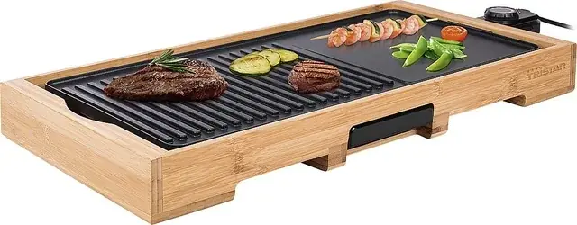 Jetzt zugreifen - Tischgrill TRISTAR Bambus Grillplatte XL 58 x 30 x 65 cm