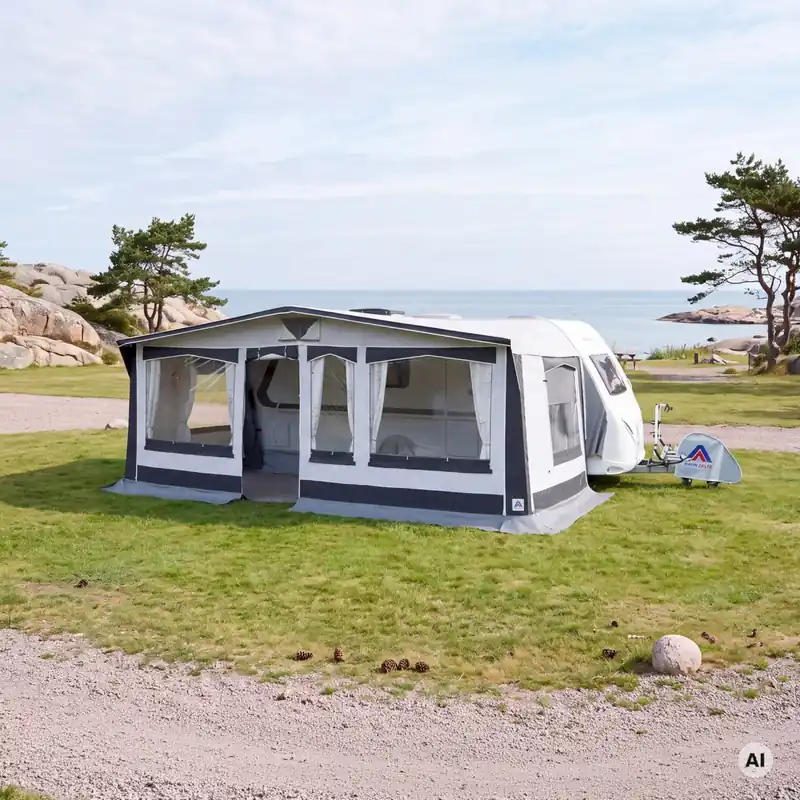 Aktionspreis - Hahn Zelte Dauerstandvorzelt Bornholm Gr.13 Uml. 1121-1155 cm, Tiefe 240 cm