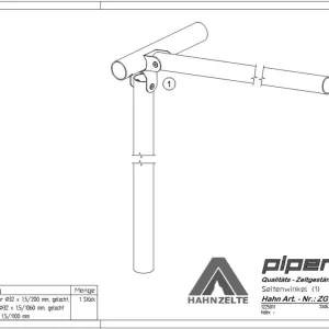 Zertifiziert | Piper Seitenwinkel Nr. 1 aus 32mm Vorzelt Gestänge Stahl ZG01000-47