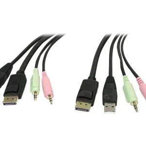 StarTech.com 1,8m 4-in-1 USB DisplayPort KVM-Switch Kabel mit Audio und Mikrofon - Video- / USB- / Audio-Kabel - USB, mini-phone stereo 3.5 mm, DisplayPort (M) - Direkt vom Hersteller
