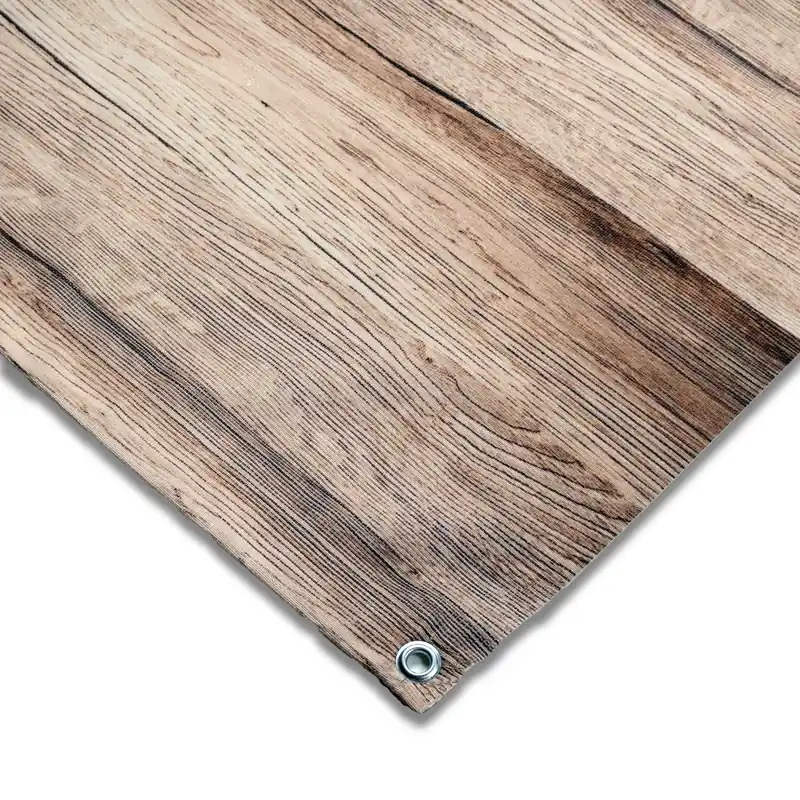 Versand noch heute | Tapis de sol d‘auvent PREMIUM avec jupe coupe-vent amovible - "Plancher en bois"