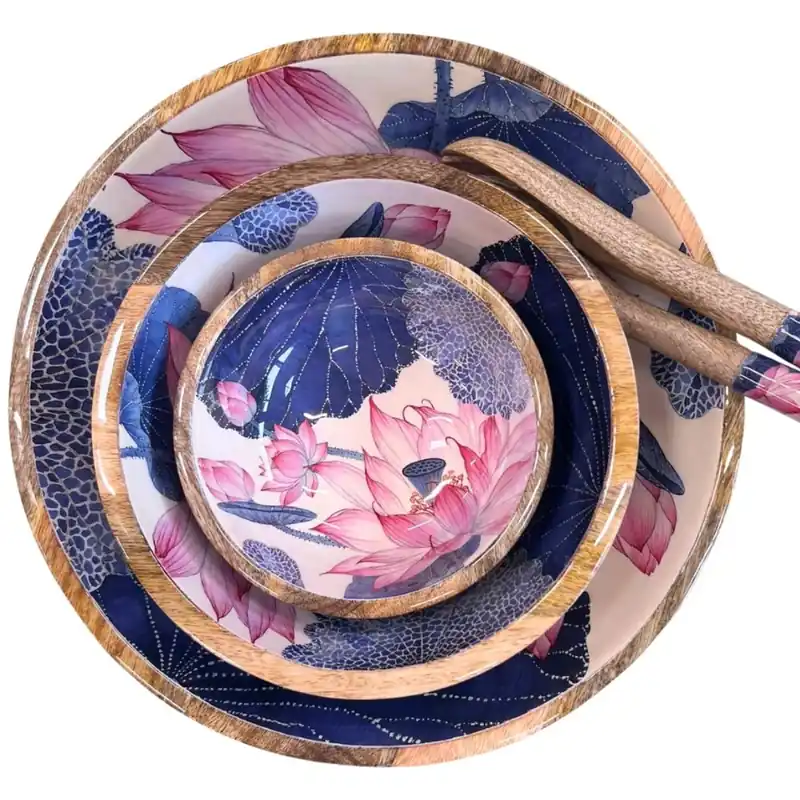 Bol en bois de manguier "Pink Lotus" - Direkt bestellen