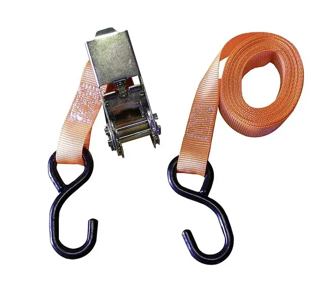 Spanngurt mit Ratsche, 2,5 cm breit, orange | Einfache Rückgabe