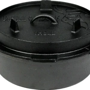 Feuertopf Dutch Oven VALHAL OUTDOOR Gusseisen flacher Boden 6,1 l | Hammerpreis