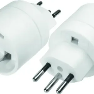 Adapter Schutzkontaktstecker CH / 250 V , Ø 45 mm Farbe weiß - Sonderaktion